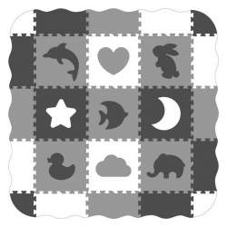 ECOTOYS Pěnové puzzle Zvířata a tvary černá-bílá SX s okraji 2
