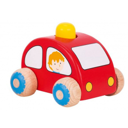 GOKI Dřevěné autíčko s houkačkou červené