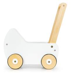 ECOTOYS Dřevěný vozík pro panenky bílý 2